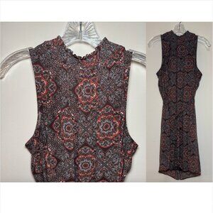 DR2 rare sheath high elastic neck keyhole sleeveless tie waist dress size large